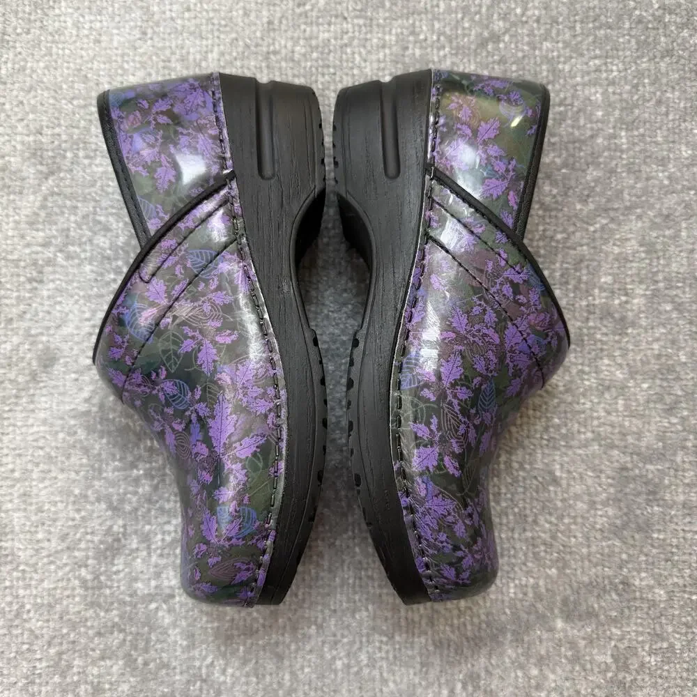 Sanita Clogs Shoes Womens Size 36 Purple Floral Danish Nursing Comfort Workwear - Picture 9 of 13